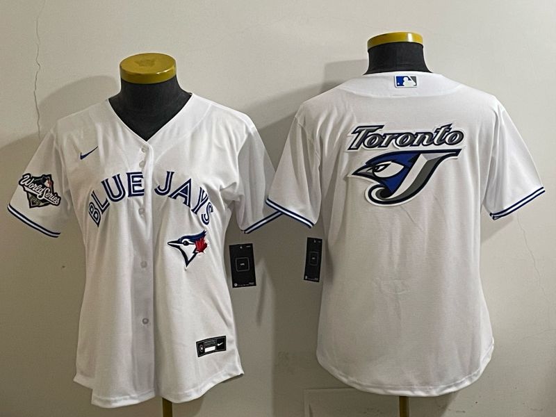 Women 2025 Nike Toronto Blue Jays Blank White Game MLB Jersey 012